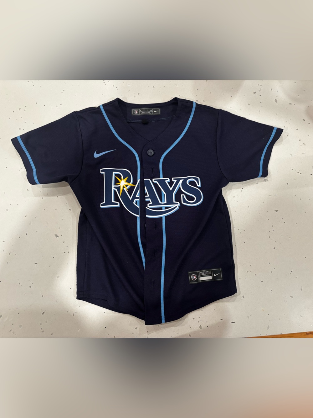 Nike Navy & Light Blue Rays Kids Baseball Jersey